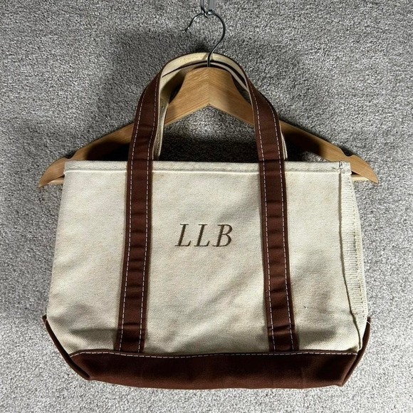 L.L.Bean Handbags - Vintage LL BEAN boat and tote brown small tote bag Made in USA